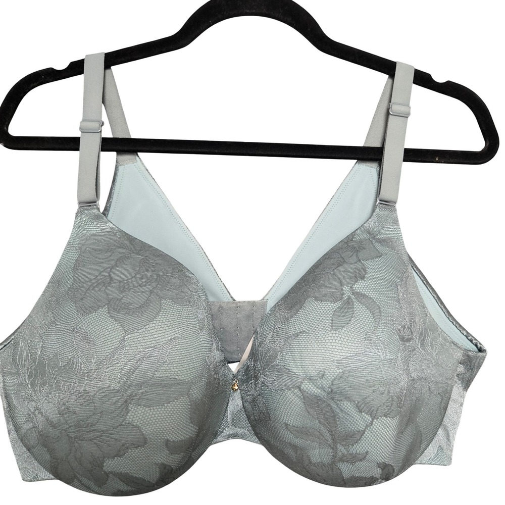 Cacique Sage Green Floral Lace Lightly Lined Full Coverage Underwire Bra 42D